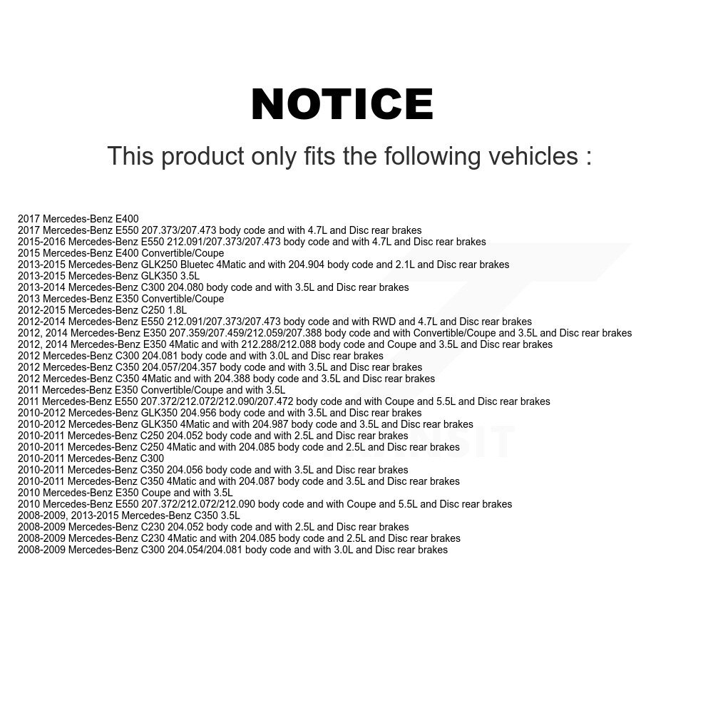 Rear Ceramic Brake Pad And Wear Sensor Kit For Mercedes-Benz C300 GLK350 GLK250 E350 C350 KNW-100937 - Image 2