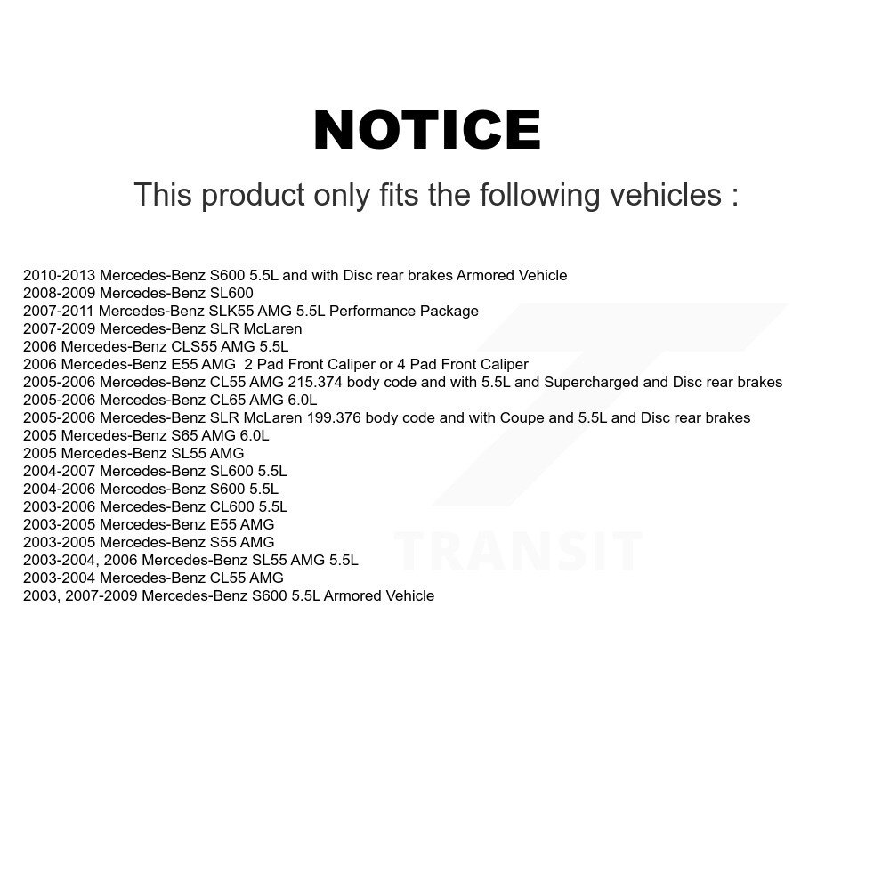 Rear Ceramic Brake Pad & Wear Sensor Kit For Mercedes-Benz SL55 AMG SLK55 E55 CLS55 SL600 KNW-101069 - Image 2