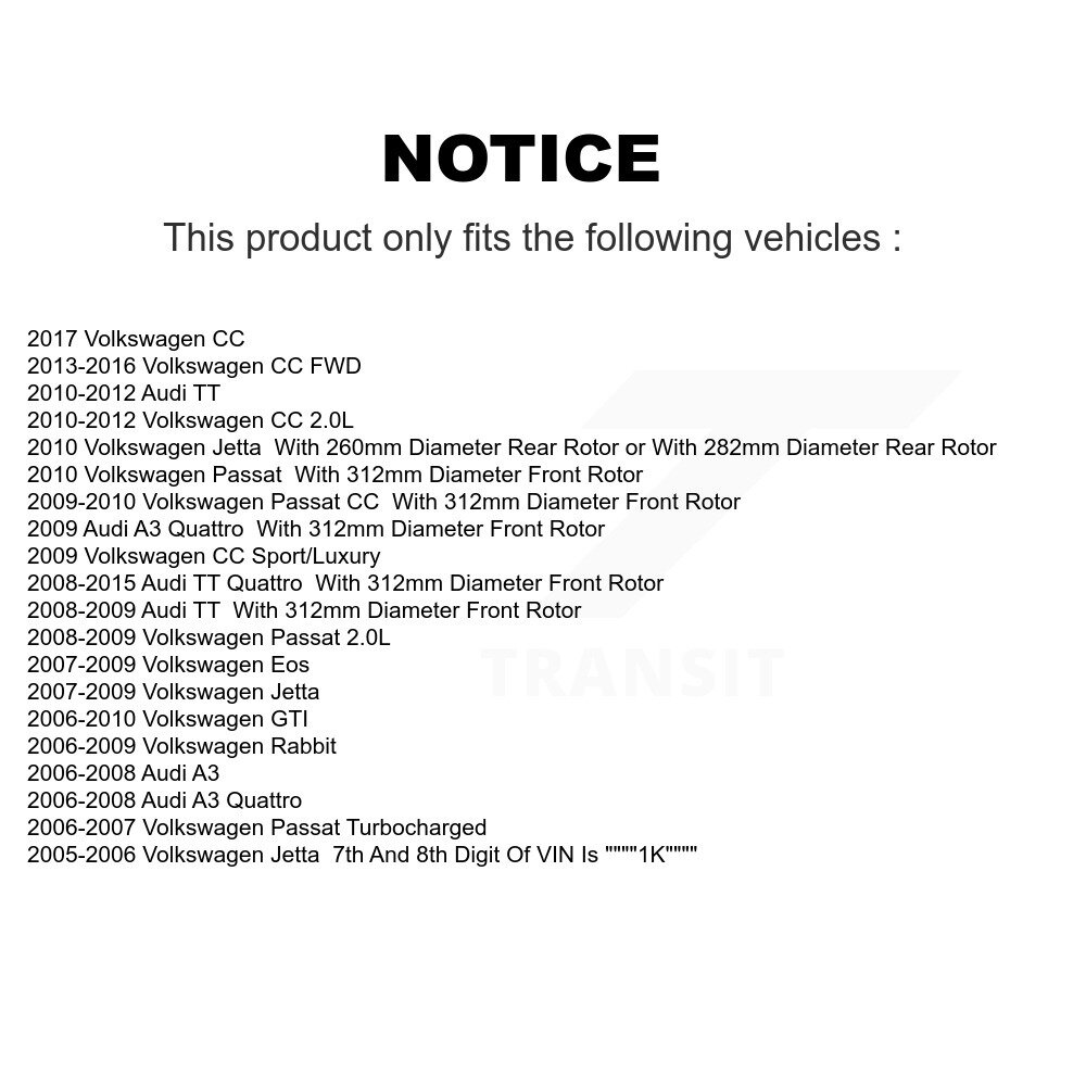 Front Rear Semi-Metallic Brake Pad Kit For Volkswagen Jetta Rabbit Passat Audi CC GTI Eos KPF-100053 - Image 2