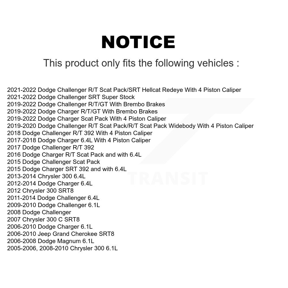 Front Rear Semi-Metallic Brake Pads Kit For Dodge Charger Chrysler 300 Challenger Jeep KPF-100060 - Image 2