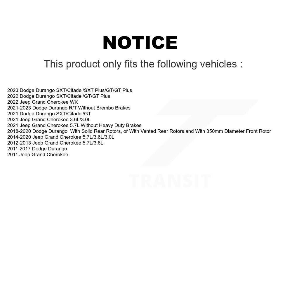 Front Rear Semi-Metallic Brake Pads Kit For Dodge Durango Jeep Grand Cherokee WK KPF-100192 - Image 2