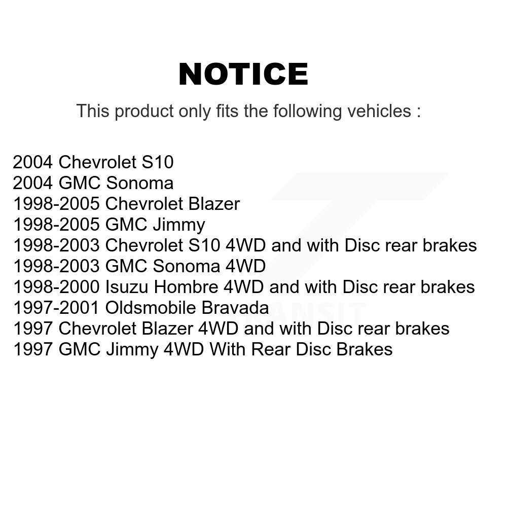 Front Rear Semi-Metallic Brake Pads Kit For Chevrolet GMC Blazer Jimmy S10 Sonoma Isuzu KPF-100340 - Image 2