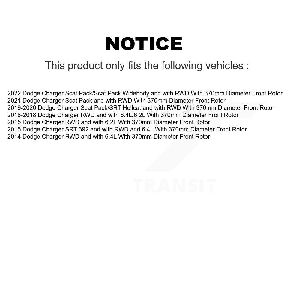 Front Rear Semi-Metallic Brake Pads Kit For Dodge Charger With 370mm Diameter Rotor KPF-100763 - Image 2