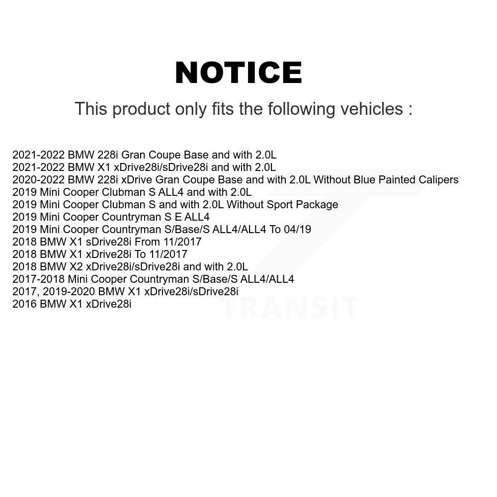 Front Rear Semi-Metallic Brake Pad & Wear Sensor Kit For BMW X1 Mini Cooper Countryman X2 KPW-100016 - Image 2