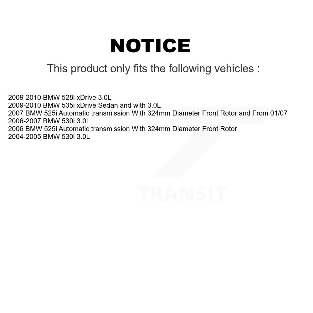 Front Rear Semi-Metallic Brake Pads & Extra Wear Sensor Kit For BMW 530i 528i xDrive 525i KPW-100415 - Image 2