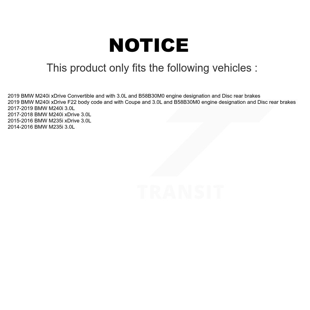 Front Rear Semi-Metallic Disc Brake Pads And Wear Sensors Kit (7Pc) For BMW M240i xDrive KPW-100513 - Image 2