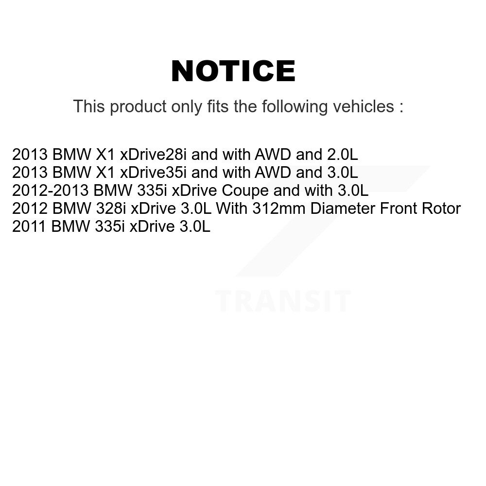 Front Semi-Metallic Disc Brake Pads And Extra Wear Sensor Kit For BMW 335i xDrive X1 328i KPW-100800 - Image 2