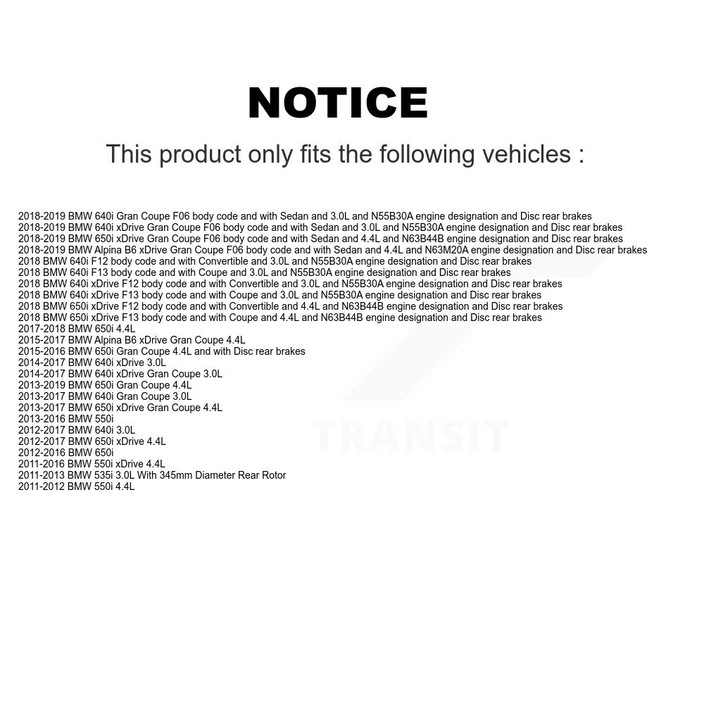 Rear Semi-Metallic Brake Pads Wear Sensor Kit For BMW 550i xDrive 650i Gran Coupe 640i B6 KPW-101030 - Image 2