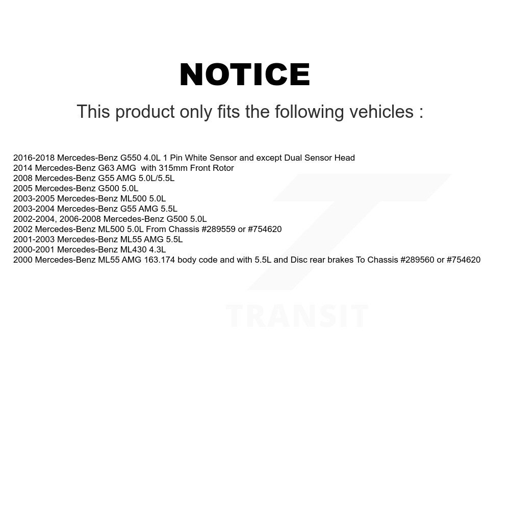 Front Brake Pads Wear Sensor (2 Pack) For Mercedes-Benz ML500 ML430 G500 G550 G63 AMG G55 KSE-100098 - Image 2