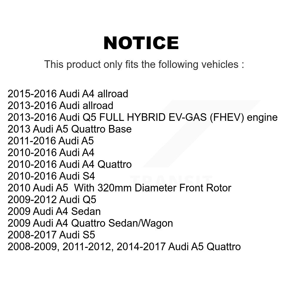 Front Rear Semi-Metallic Brake Pads Kit For Audi Q5 A4 Quattro A5 S4 S5 allroad KSM-100117 - Image 2