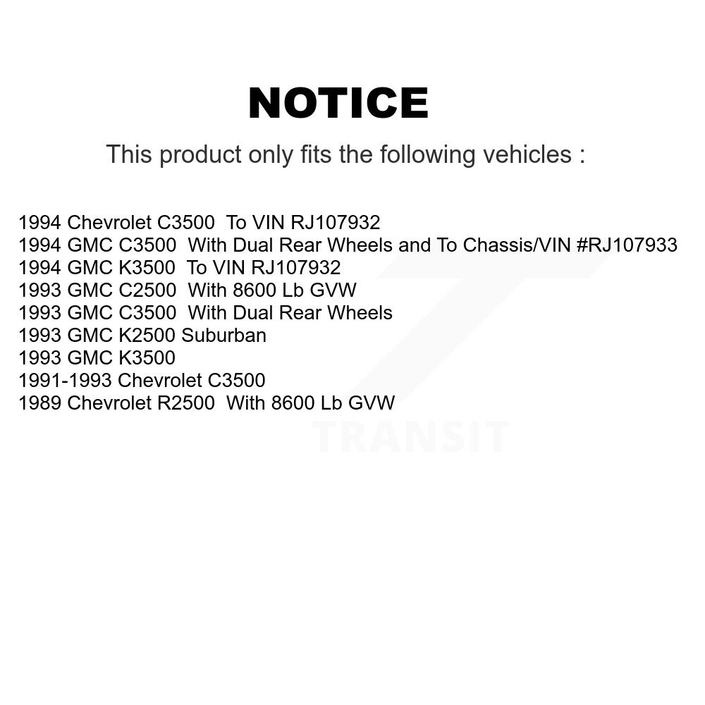 Front Rear Semi-Metallic Brake Pad Kit For GMC C3500 Chevrolet K3500 C2500 K2500 Suburban KSM-100238 - Image 2