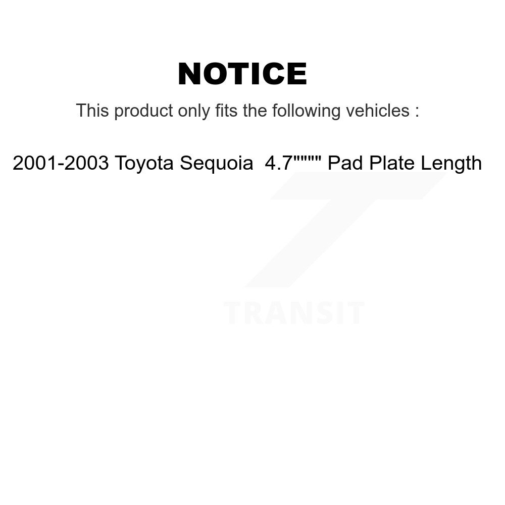 Front Rear Semi-Metallic Brake Pads Kit For 01-03 Toyota Sequoia 4.7" Plate Length KSM-100342 - Image 2
