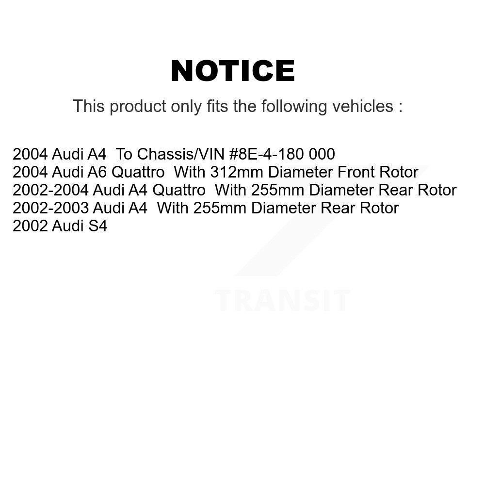 Front Rear Semi-Metallic Brake Pads Kit For Audi A4 Quattro A6 S4 KSM-100364 - Image 2
