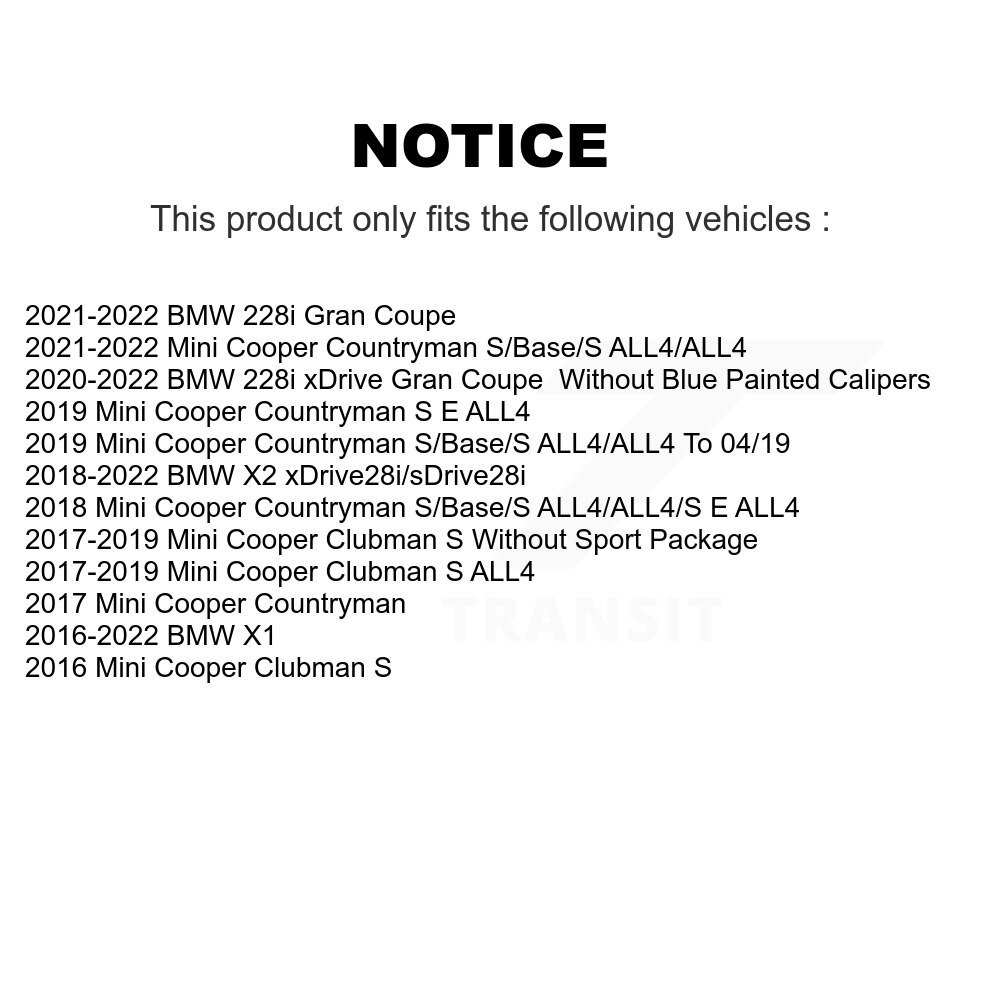 Front Rear Semi-Metallic Brake Pads Kit For BMW X1 Mini Cooper Countryman X2 Clubman 228i KSM-100598 - Image 2