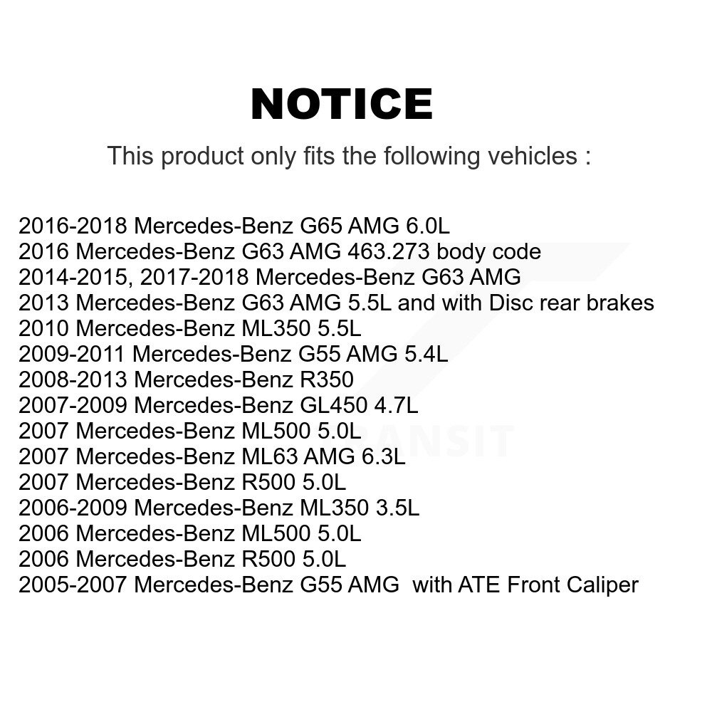 Rear Semi-Metallic Brake Pad & Wear Sensor Kit For Mercedes-Benz ML350 R350 G63 AMG GL450 KSW-100559 - Image 2