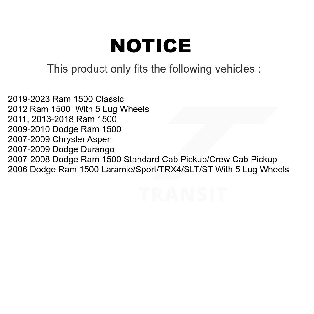 Front Rear Ceramic Brake Pads Kit For Ram 1500 Classic Dodge Chrysler Aspen Durango KTC-100056 - Image 2