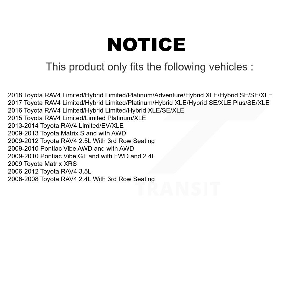 Front Rear Ceramic Brake Pads Kit For Toyota RAV4 Matrix Pontiac Vibe KTC-100108 - Image 2