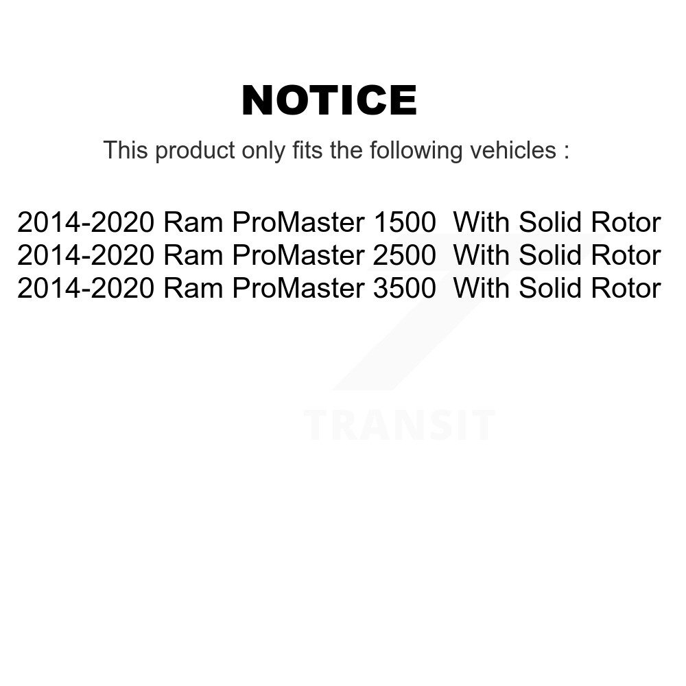 Front Rear Ceramic Brake Pads Kit For Ram ProMaster 2500 3500 1500 With Solid Rotor KTC-100240 - Image 2