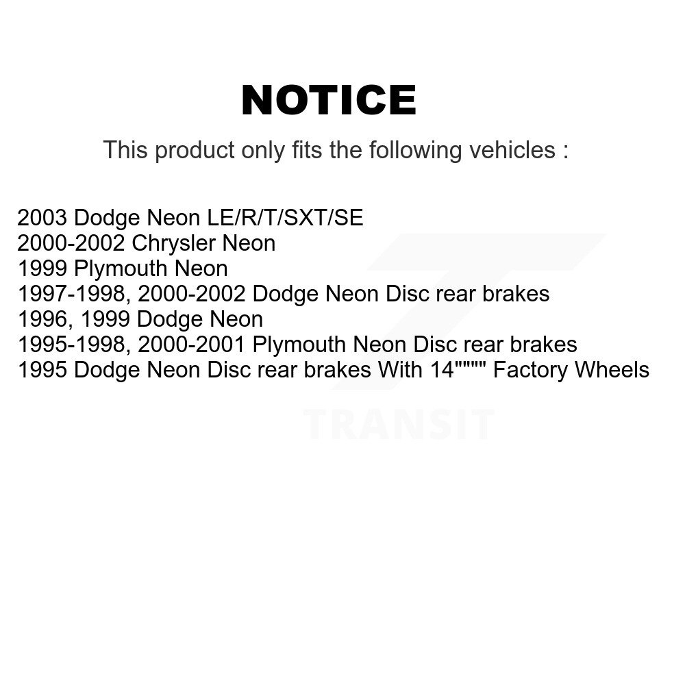 Front Rear Ceramic Brake Pads Kit For Neon Chrysler Dodge Plymouth KTC-100349 - Image 2