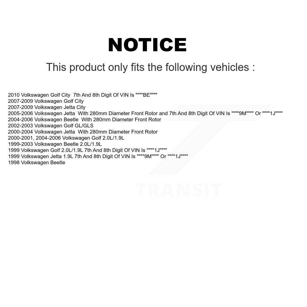 Front Rear Ceramic Brake Pads Kit For Volkswagen Jetta Golf City Beetle KTC-100385 - Image 2