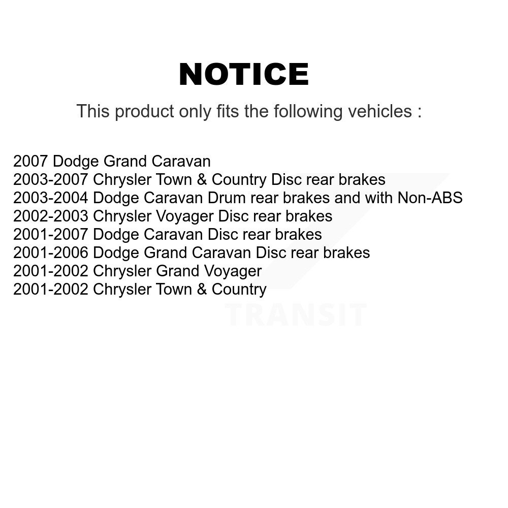 Front Rear Ceramic Brake Pads Kit For Dodge Grand Caravan Chrysler Town & Country Voyager KTC-100438 - Image 2