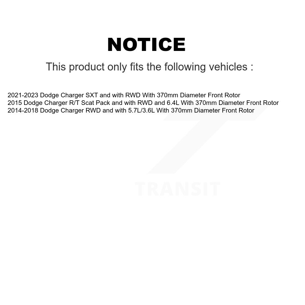 Front Rear Ceramic Brake Pads Kit For Dodge Charger With 370mm Diameter Rotor KTC-100778 - Image 2