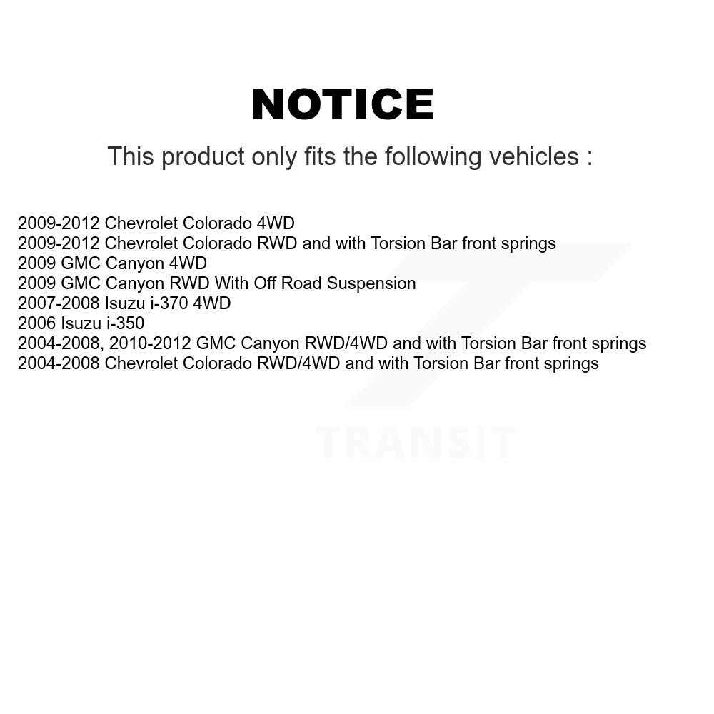 Front Lower & Upper Ball Joints Kit For Chevrolet Colorado GMC Canyon Isuzu i-350 i-370 KTR-101834 - Image 2