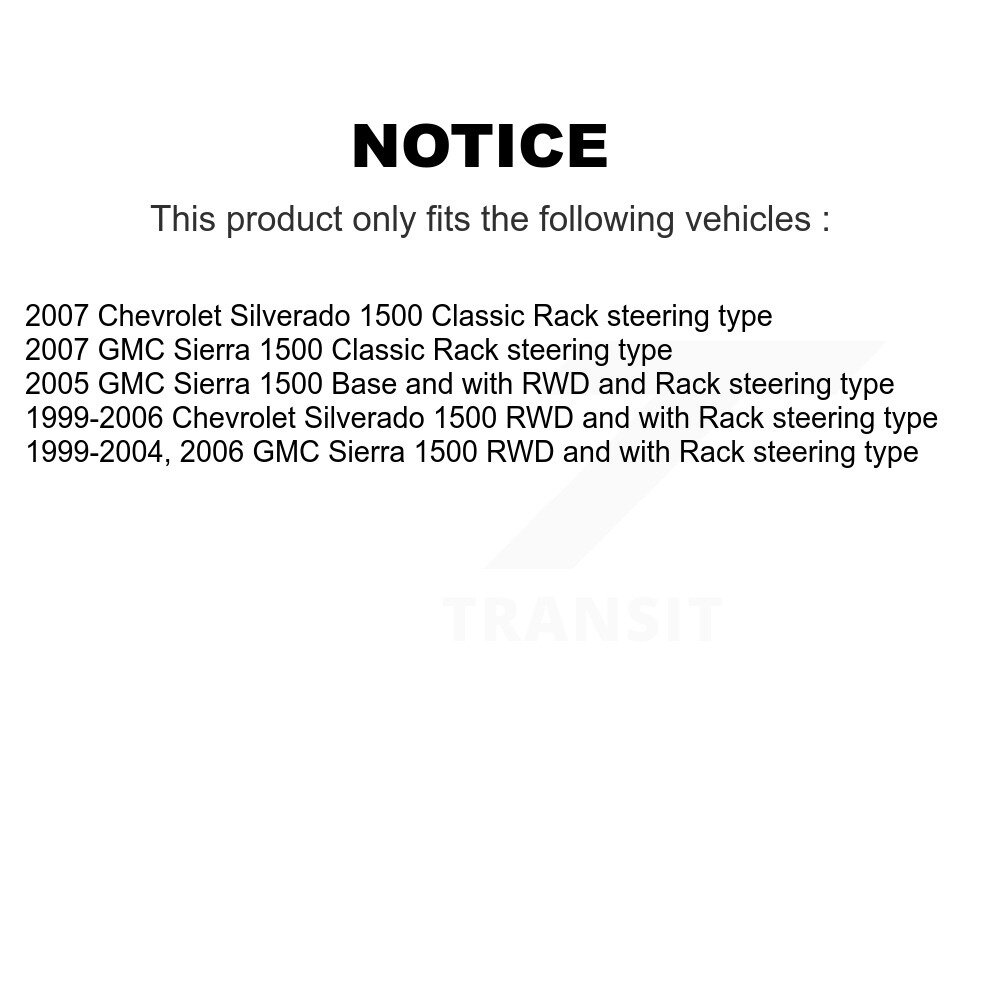 Front Steering Tie Rod End Kit For Chevrolet Silverado 1500 GMC Sierra Classic KTR-101876 - Image 2
