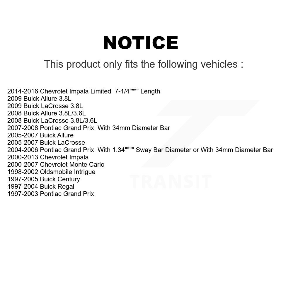 Front Rear Suspension Bar Link Kit For Chevrolet Impala Buick Pontiac Grand Prix LaCrosse KTR-101993 - Image 2