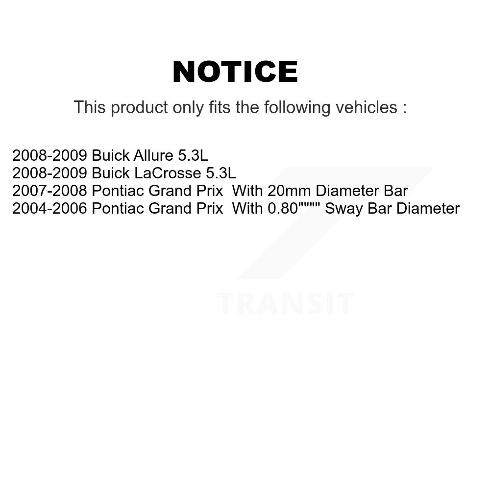 Front Rear Suspension Sway Bar Link Kit For Pontiac Grand Prix Buick LaCrosse Allure KTR-102118 - Image 2