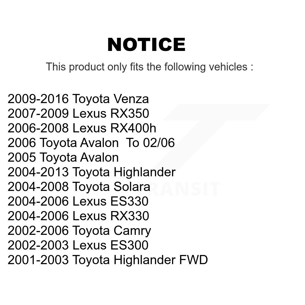 Front Rear Suspension Bar Link Kit For Toyota Venza Highlander Camry Lexus RX350 RX330 KTR-102141 - Image 2