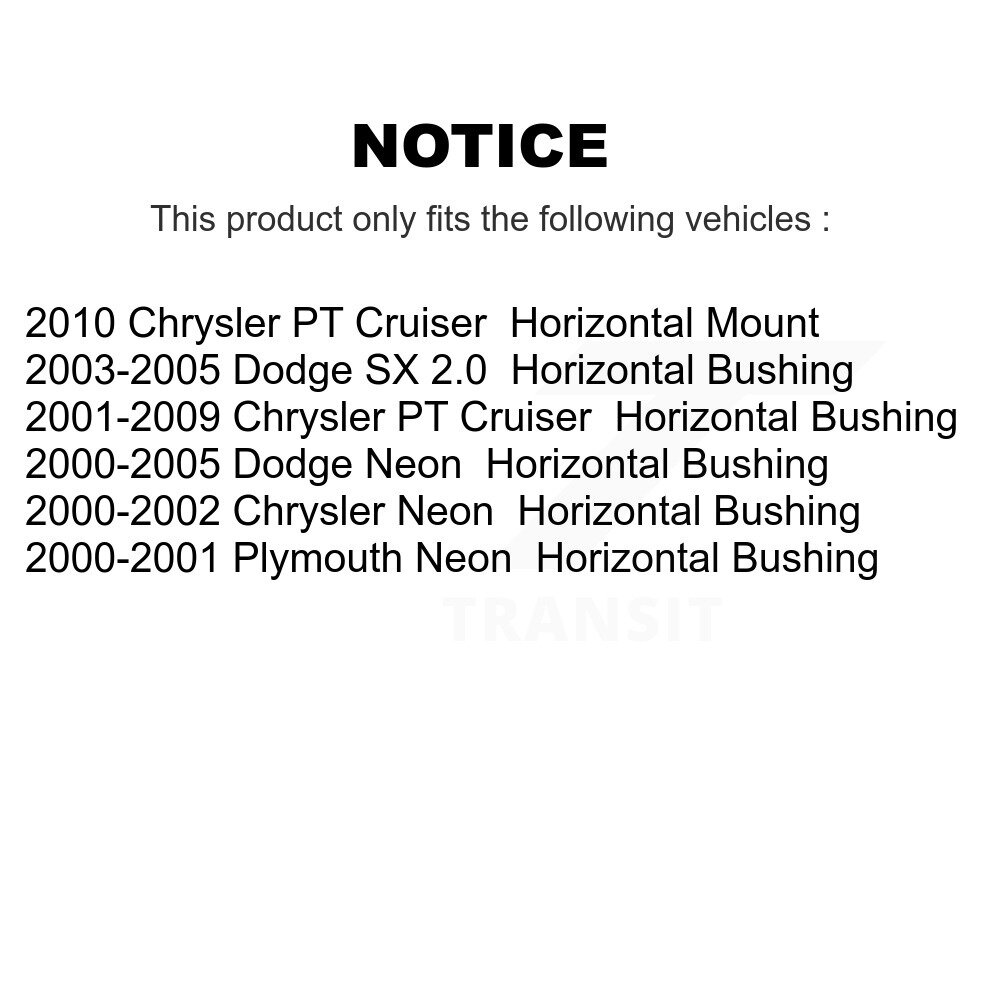 Front Lower Forward Suspension Control Arm Bushing Pair For Chrysler PT Cruiser Neon SX KTR-102277 - Image 2