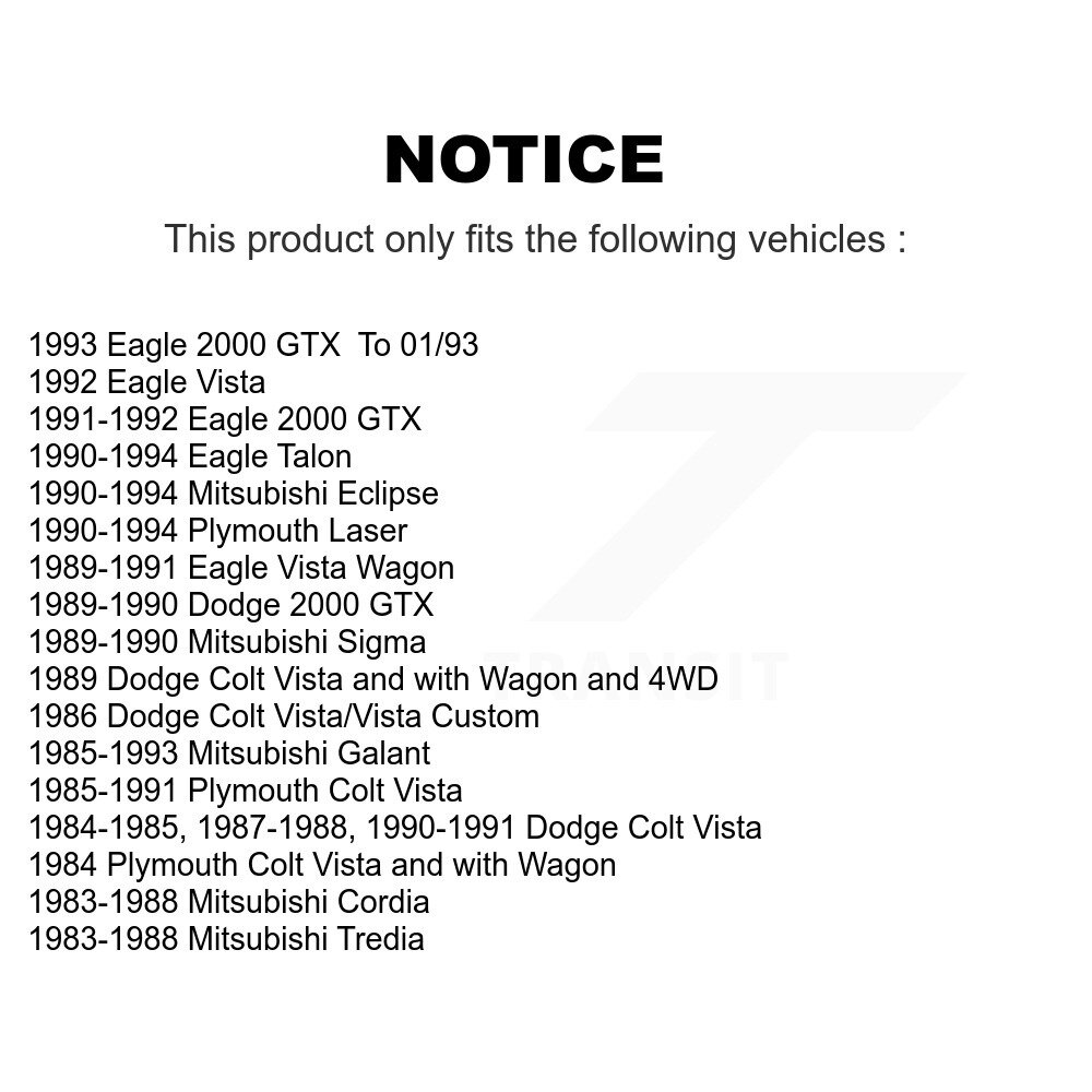 Front Ball Joint Tie Rod End Kit For Eagle Talon Plymouth Laser Colt Dodge 2000 GTX Vista KTR-102294 - Image 2