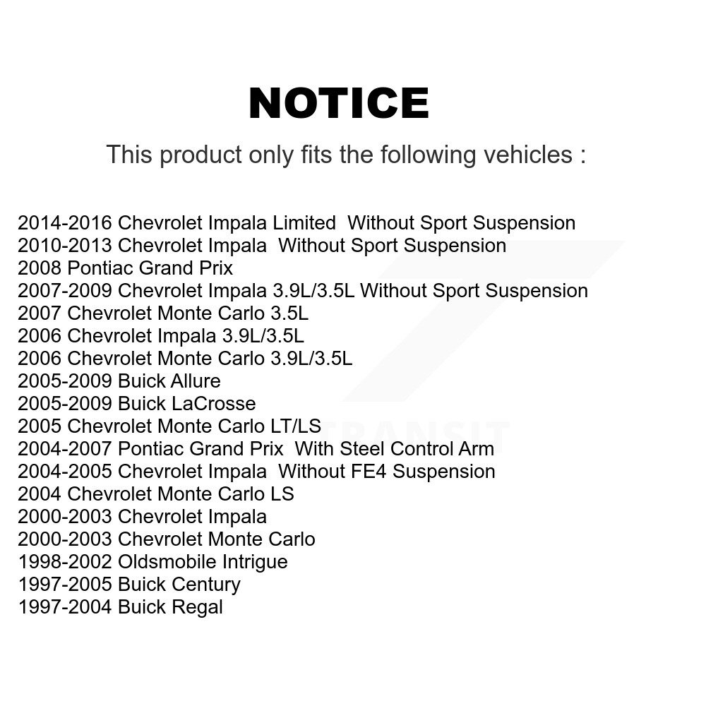 Front Ball Joint & Tie Rod End Kit For Chevrolet Impala Buick LaCrosse Pontiac Grand Prix KTR-102344 - Image 2
