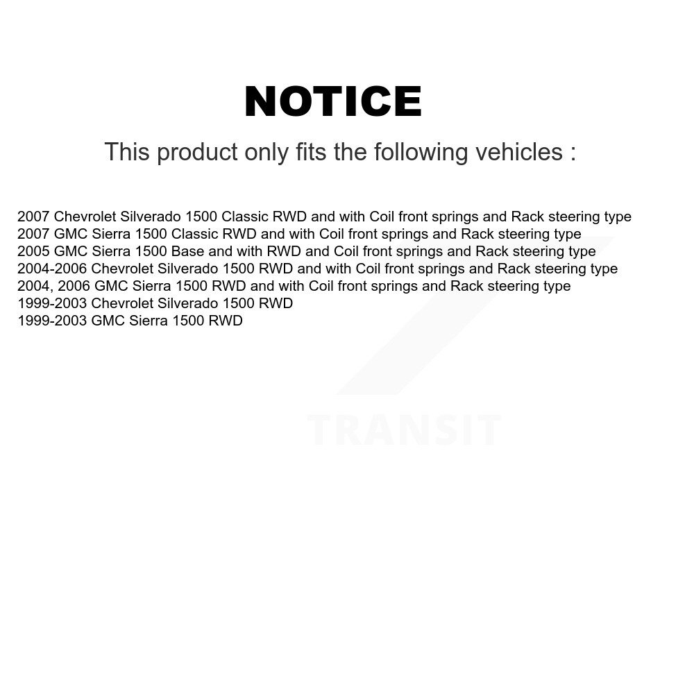 Front Ball Joint And Tie Rod End Kit For Chevrolet Silverado 1500 GMC Sierra Classic KTR-102359 - Image 2