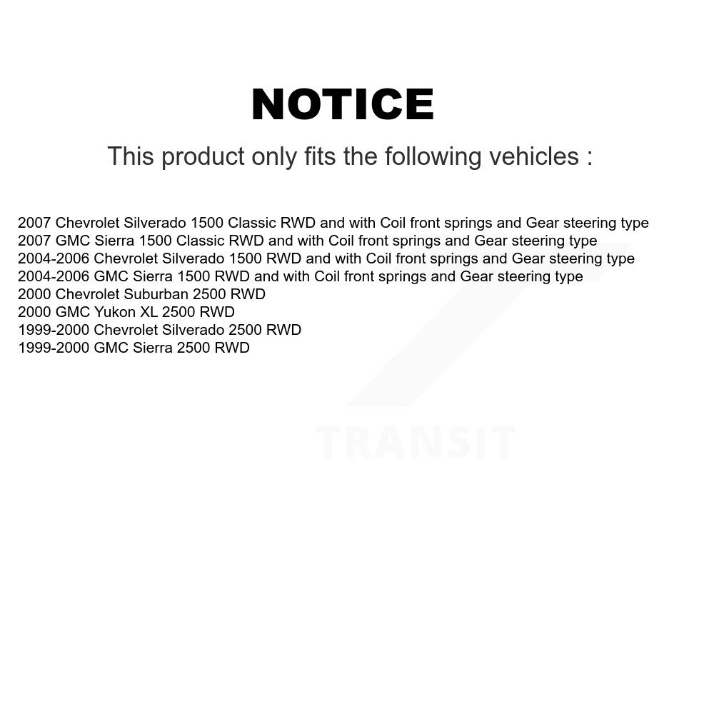 Front Ball Joint Tie Rod End Kit For Chevrolet GMC Silverado 1500 Sierra Classic 2500 XL KTR-102360 - Image 2