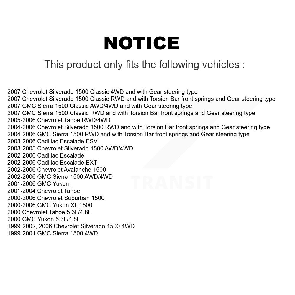 Front Ball Joint Tie Rod End Kit For Chevrolet GMC Silverado 1500 Sierra Avalanche Yukon KTR-102362 - Image 2