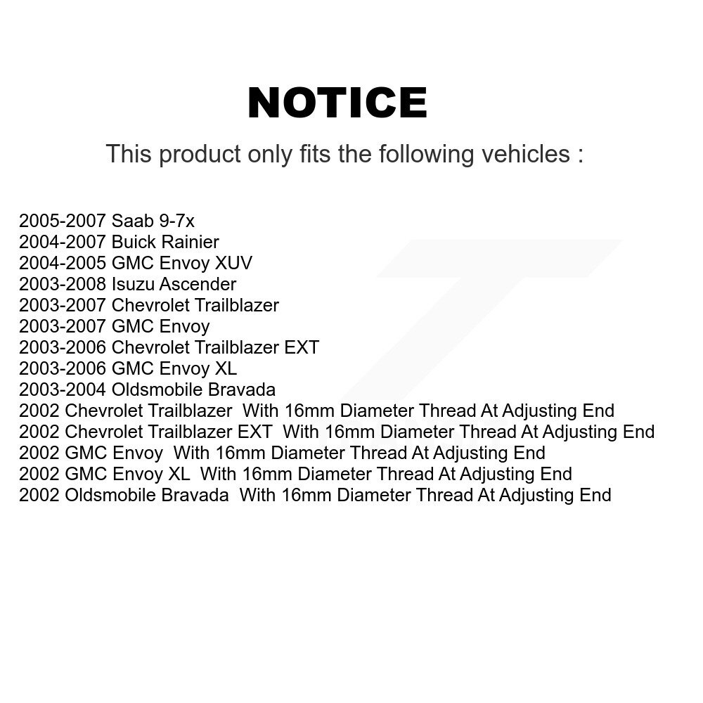 Front Suspension Control Arm Assembly Tie Rod End Kit For GMC Chevrolet Envoy Trailblazer KTR-102639 - Image 2