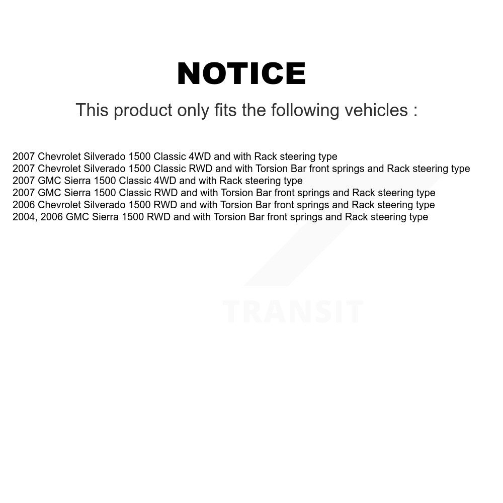 Front Suspension Arm And Tie Rod End Kit For GMC Sierra 1500 Chevrolet Silverado Classic KTR-102746 - Image 2