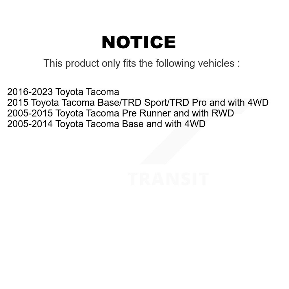 Front Suspension Control Arm And Ball Joint Tie Rod End Link Kit (8Pc) For Toyota Tacoma KTR-103199 - Image 2