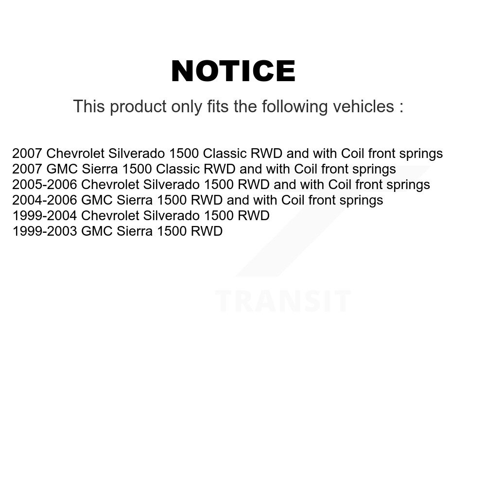 Front Control Arm & Upper Ball Joints Kit For Chevrolet Silverado 1500 GMC Sierra Classic KTR-103316 - Image 2