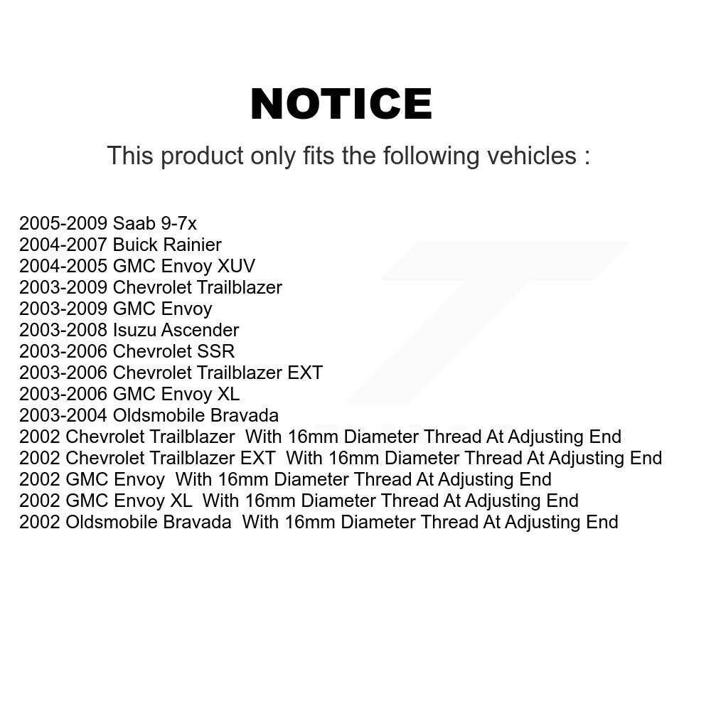 Front Outer Tie Rod End Kit For Chevrolet GMC Trailblazer Envoy XL EXT SSR Buick Rainier KTR-103783 - Image 2