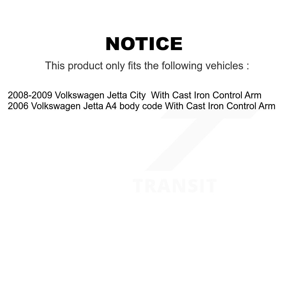 Front Suspension Control Arm Tie Rod End & Ball Joint Kit (6Pc) For Volkswagen Jetta City KTR-103977 - Image 2