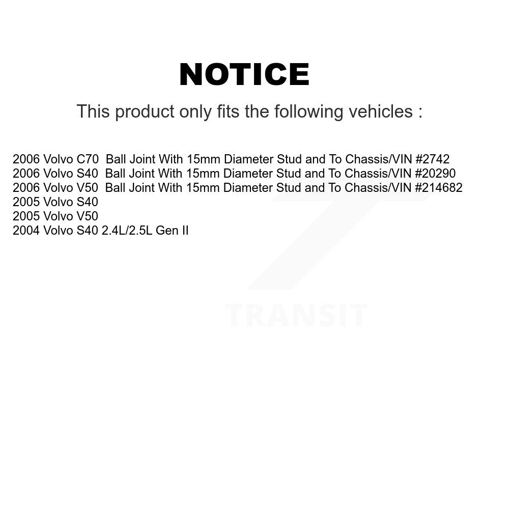 Front Suspension Control Arm And Ball Joint Assembly Sway Link Kit For Volvo S40 V50 C70 KTR-104416 - Image 2