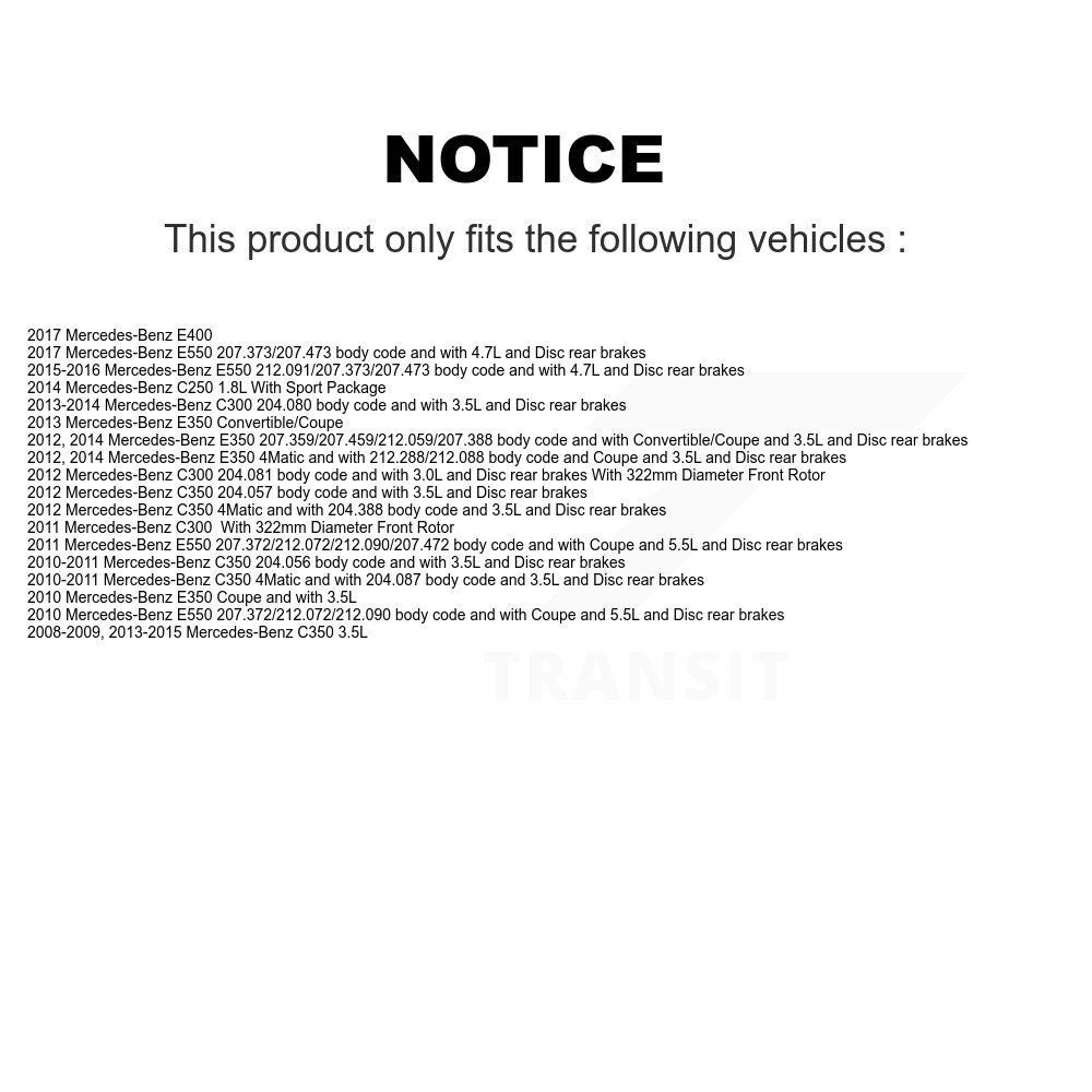 Front Rear Ceramic Brake Pads Extra Wear Sensor Kit For Mercedes-Benz C300 C350 E350 E550 KTW-100615 - Image 2