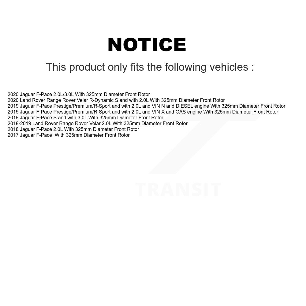 Front Rear Ceramic Brake Pad And Wear Sensor Kit For Jaguar F-Pace Land Rover Range Velar KTW-101524 - Image 2