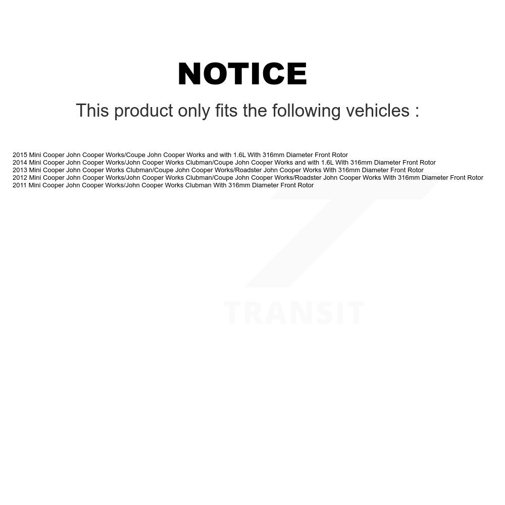Front Ceramic Brake Pad & Wear Sensor Kit For Mini Cooper With 316mm Diameter Rotor KTW-101700 - Image 2