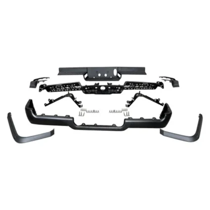 Bumper Assembly Rear Single Exhaust w/o Adv Park w/Parking Sensor Primed for Ram 1500 Limited Laramie Sport Big Horn Lone Star SLT SXT Tradesman Laramie Longhorn HFE Longhorn Laramie Sport ST Hemi Sport Special Service TRX Limited Longhorn TRX Launch Edition Big Horn OffRoad 2019–2024