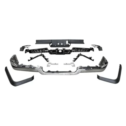Bumper Assembly Rear Single Exhaust w/o Parking Sensor Chrome for Ram 1500 Limited Laramie Sport Big Horn Lone Star SLT SXT Tradesman Laramie Longhorn HFE Longhorn Laramie Sport ST Hemi Sport Special Service TRX Limited Longhorn TRX Launch Edition Big Horn OffRoad 2019–2024