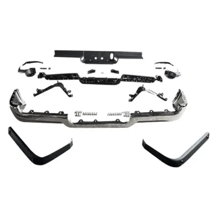 Bumper Assembly Rear Single Exhaust w/o Adv Park w/Parking Sensor Chrome for Ram 1500 Limited Laramie Sport Big Horn Lone Star SLT SXT Tradesman Laramie Longhorn HFE Longhorn Laramie Sport ST Hemi Sport Special Service TRX Limited Longhorn TRX Launch Edition Big Horn OffRoad 2019–2024